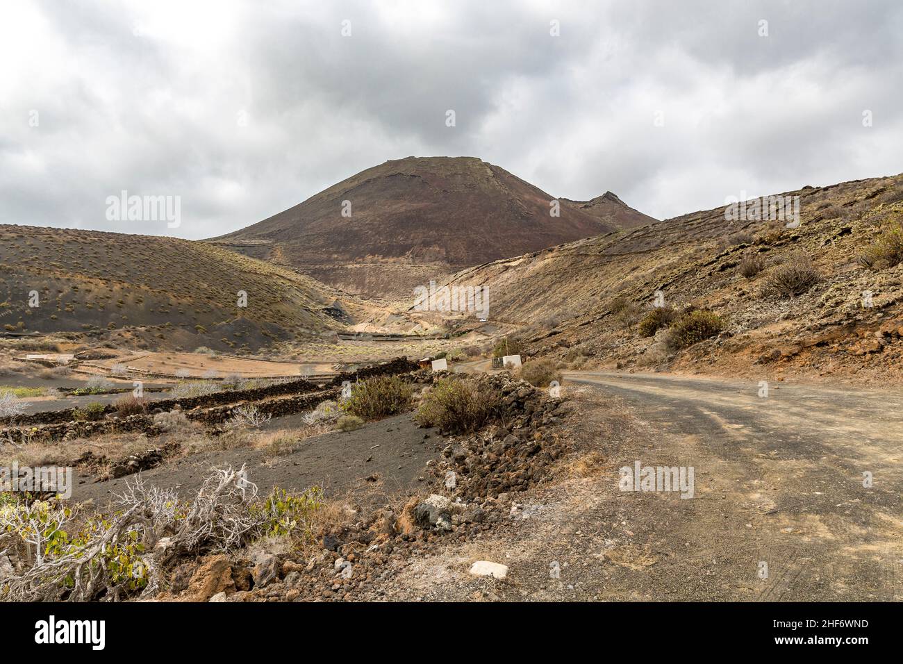 Vulcano Monte Corona, 609 m, Lanzarote, Canarie, Isole Canarie, Spagna, Europa Foto Stock