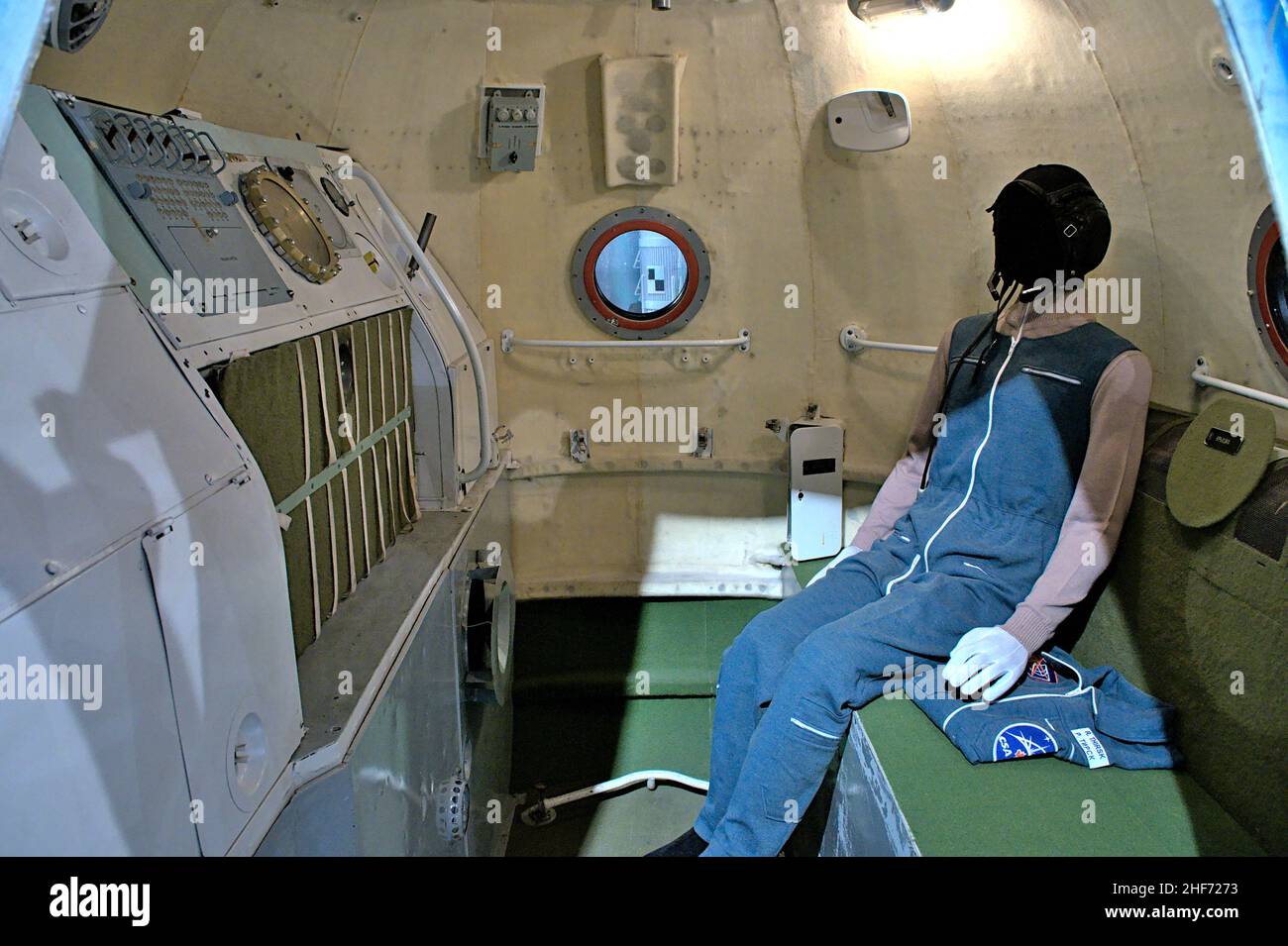 Museo di Cosmonautics - compartimento della serie Soyuz veicolo spaziale con equipaggio. Foto Stock