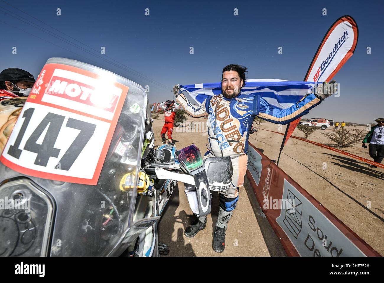 Jeddah, Arabia Saudita. 14th Jan 2022. 147 Boudros Vasilios (grc), Nomadas Adventure, KTM 450 Rally Moto, in azione durante la tappa 12 del Dakar Rally 2022 tra Bisha e Jeddah, il 14th 2022 gennaio a Jeddah, Arabia Saudita - Foto: Gigi Soldano/DPPI/LiveMedia Credit: Independent Photo Agency/Alamy Live News Foto Stock