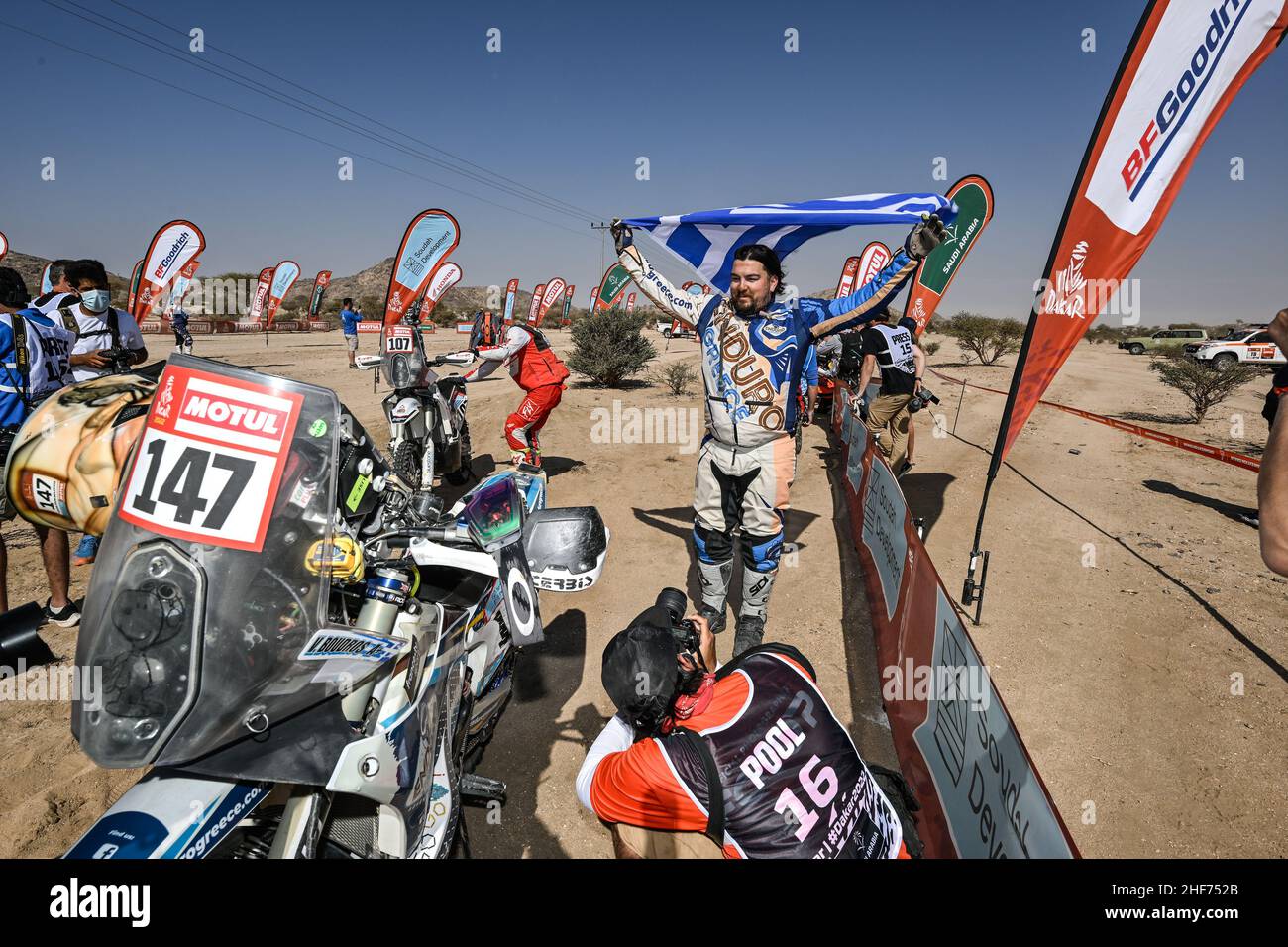 Jeddah, Arabia Saudita. 14th Jan 2022. 147 Boudros Vasilios (grc), Nomadas Adventure, KTM 450 Rally Moto, in azione durante la tappa 12 del Dakar Rally 2022 tra Bisha e Jeddah, il 14th 2022 gennaio a Jeddah, Arabia Saudita - Foto: Gigi Soldano/DPPI/LiveMedia Credit: Independent Photo Agency/Alamy Live News Foto Stock