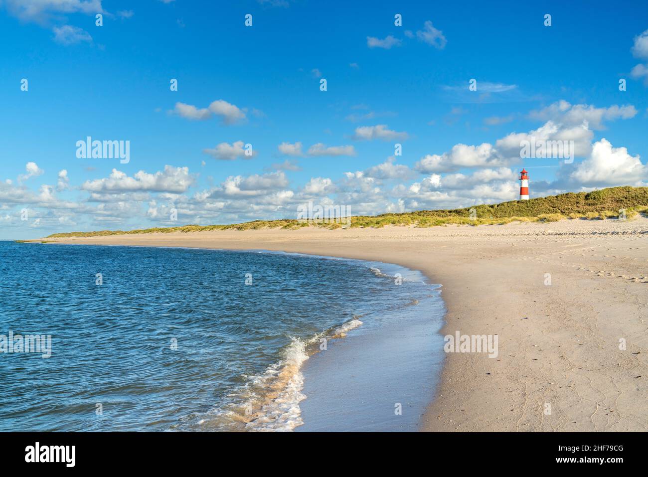 Elenco faro Ost a Ellenbogen, dune vicino a List, Sylt Island, Schleswig-Holstein, Germania Foto Stock