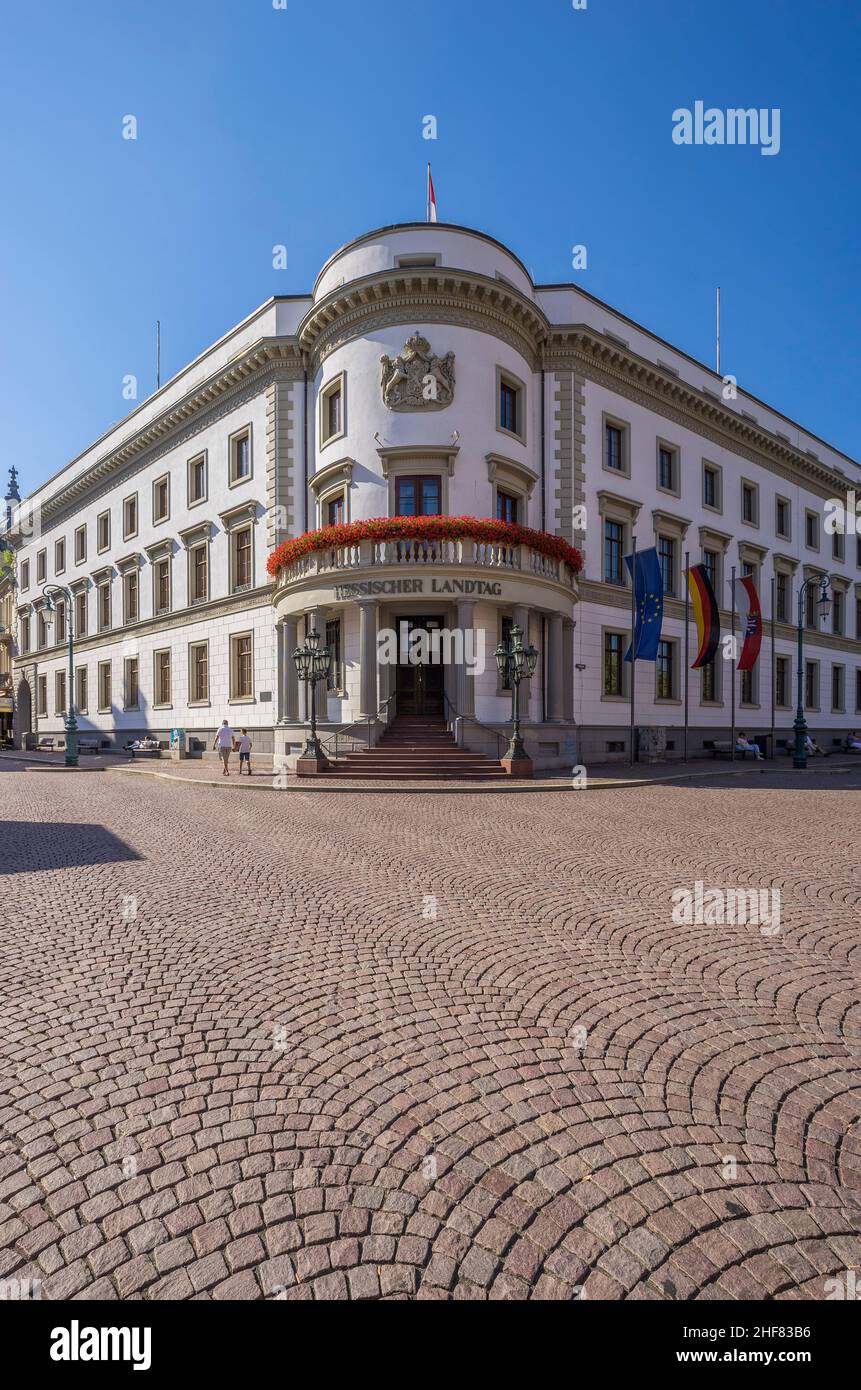 Germania, Assia, Wiesbaden, Nassau City Palace, oggi sede del Parlamento Hessiano in Schlossplatz Foto Stock