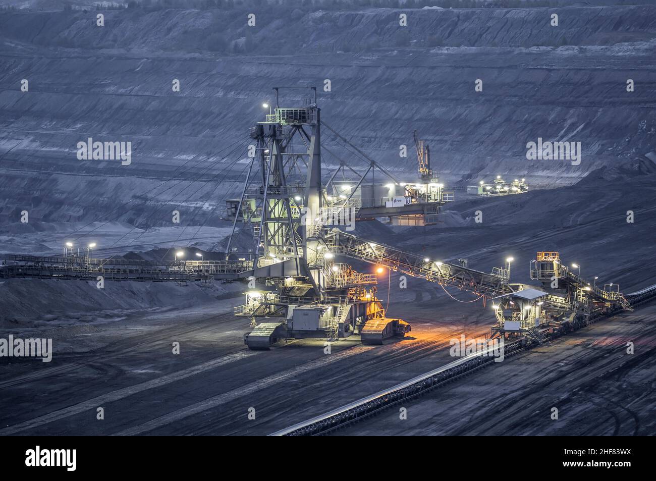 Germania, bassa Sassonia, Schöningen, spanditore nella ex miniera di lignite a cielo aperto Schöningen Foto Stock