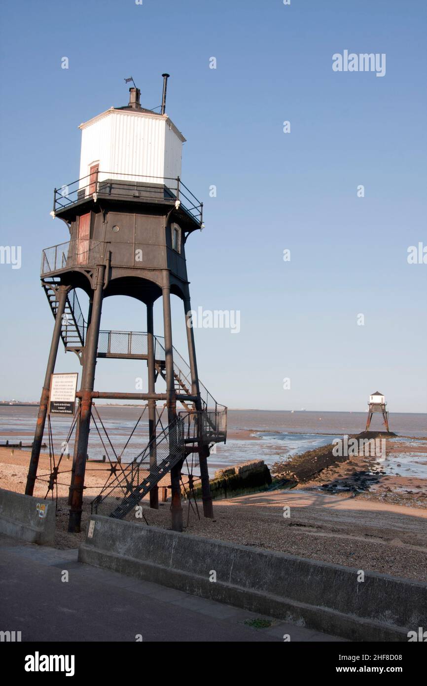 Fari vittoriani di Dovercourt, Harwich, Essex, Inghilterra Foto Stock