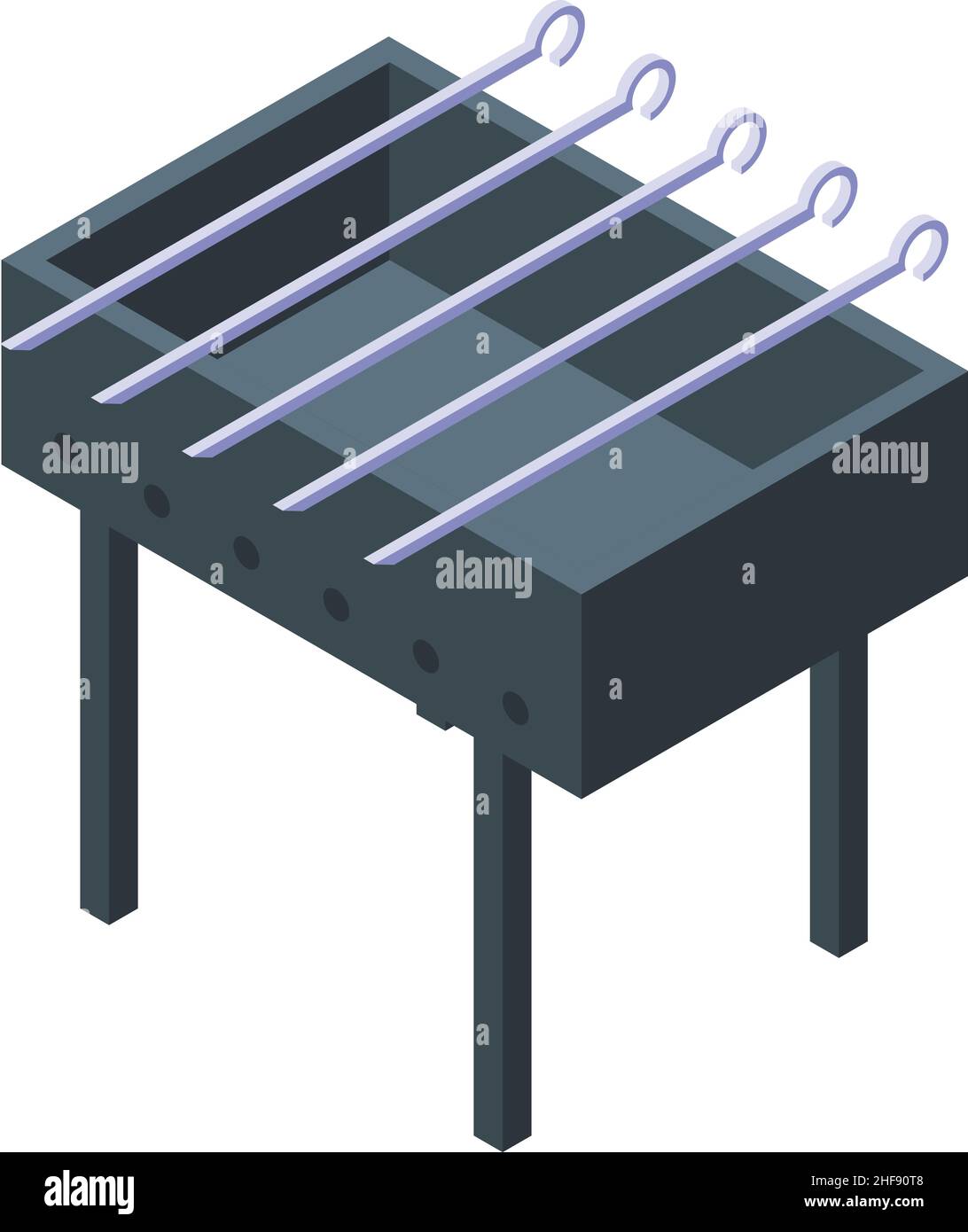 Icona dell'attrezzatura della griglia vettore isometrico. Carne di barbecue. Cuoco caldo Illustrazione Vettoriale