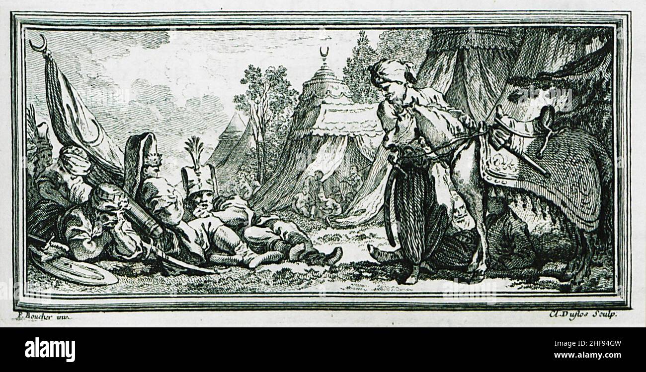 Scena della campagna ottomana - Guer Jean Antoine - 1746. Foto Stock
