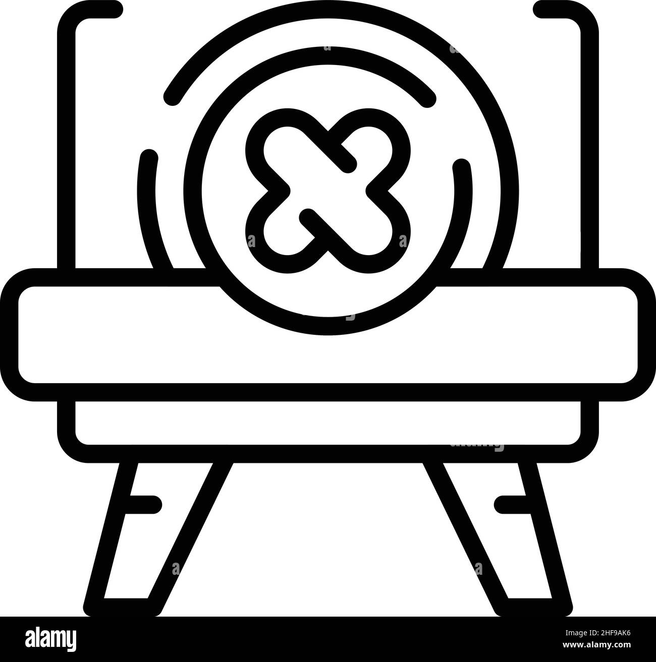 Vettore di contorno dell'icona del treno anteriore. Strada ferroviaria. Barriera cingoli Illustrazione Vettoriale