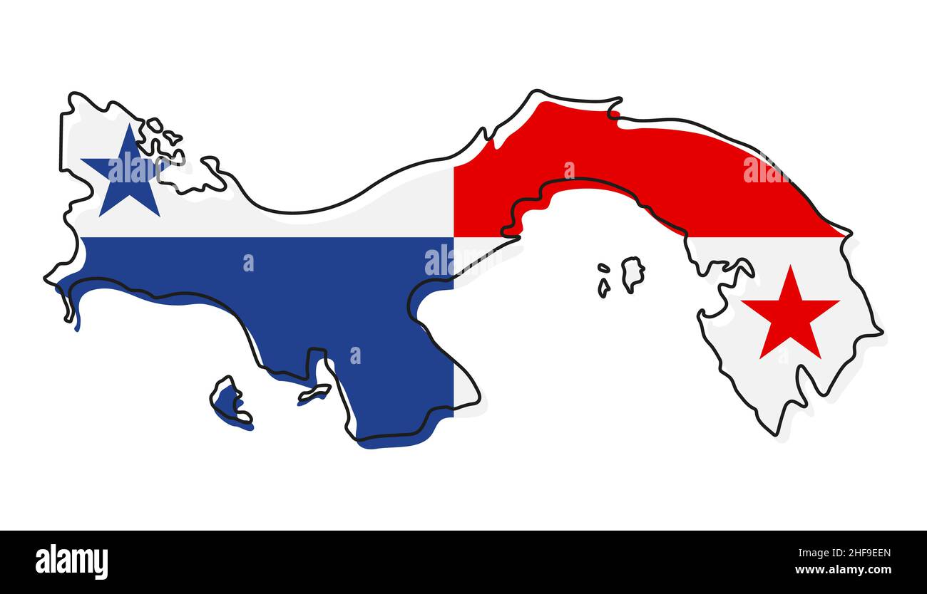 Mappa stilizzata di Panama con l'icona della bandiera nazionale. Mappa ...