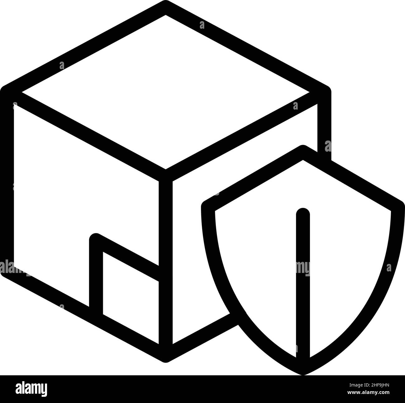 Vettore di contorno dell'icona del riquadro mobile protetto. Servizio in casa. Sposta consegna Illustrazione Vettoriale