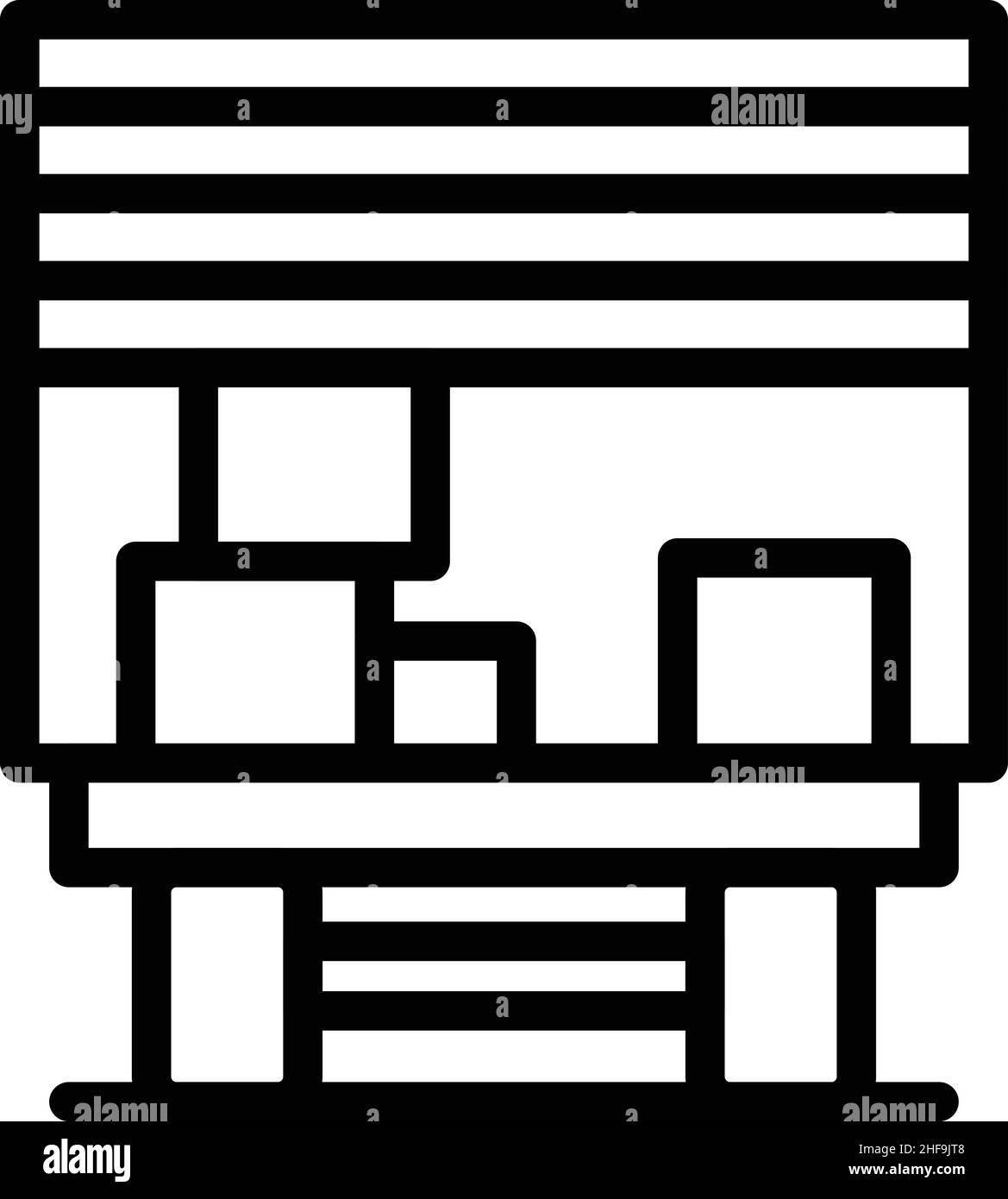 Vettore di contorno dell'icona del carrello per il riposizionamento completo. Sposta servizio. Mobili per la casa Illustrazione Vettoriale