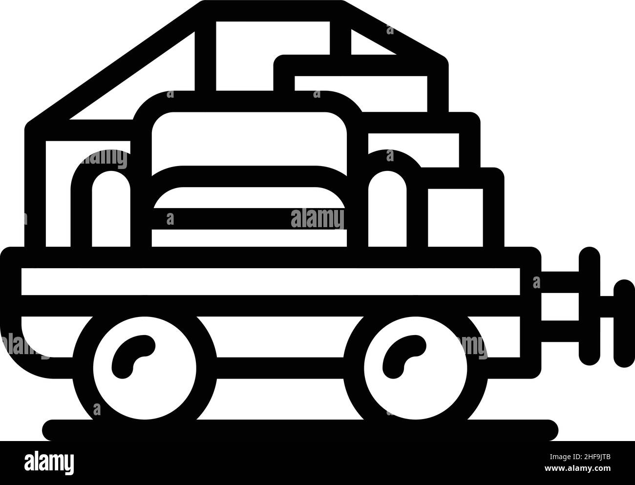 Vettore di contorno dell'icona del carrello dei bagagli dell'aeroporto. Servizio in casa. Sposta a casa Illustrazione Vettoriale