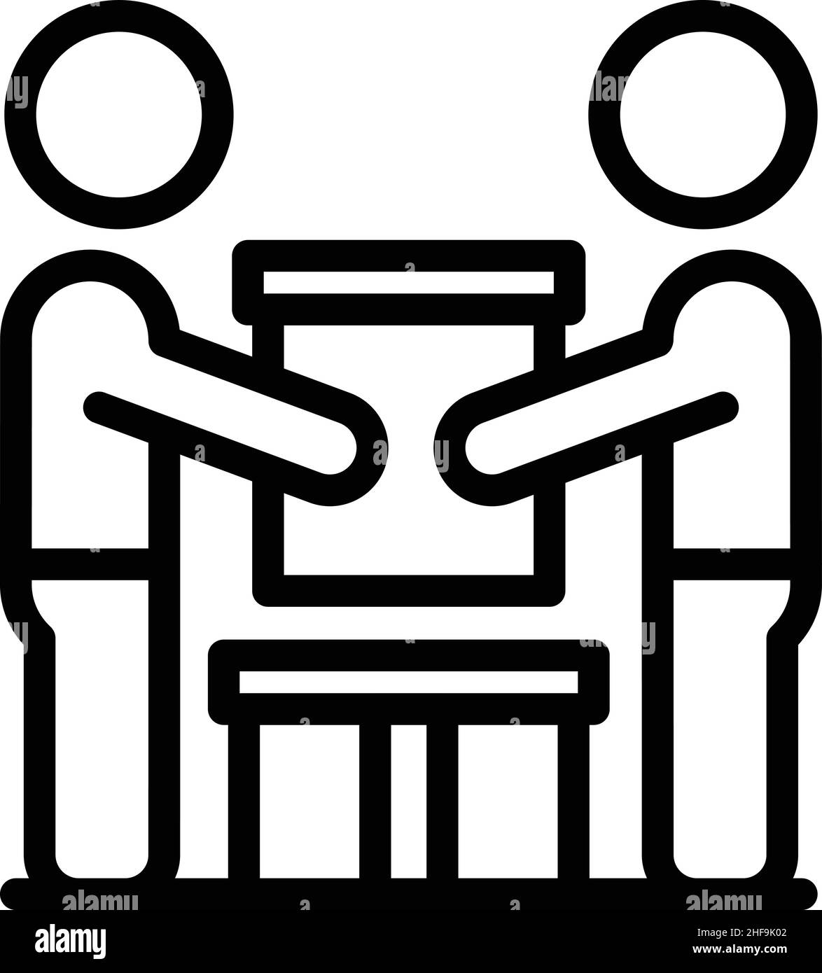 Delocalizzazione servizio uomini icona contorno vettore. Movimento casa. Vano di carico Illustrazione Vettoriale