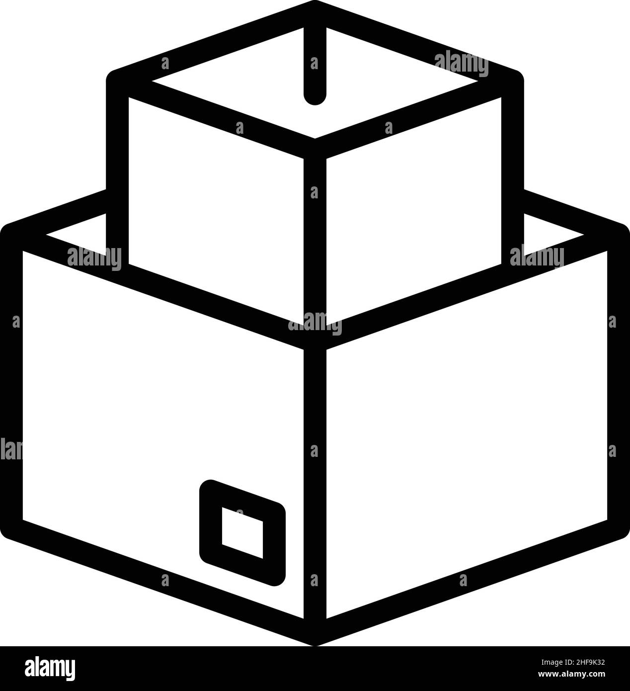 Casella di trasferimento vuota icona contorno vettore. Sposta a casa. Consegna del carico Illustrazione Vettoriale