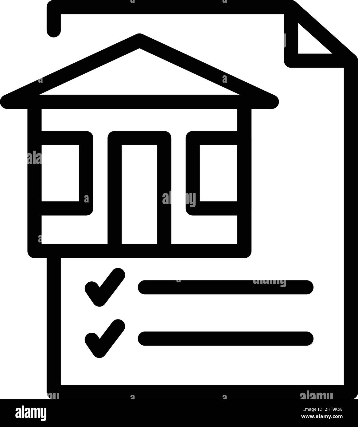 Nuovo vettore di contorno dell'icona del documento della casa. Servizio di trasferimento. Spostamento a casa Illustrazione Vettoriale