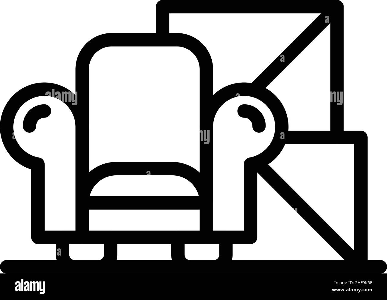 Vettore di contorno dell'icona di consegna dei mobili. Trasloco casa. Spostamento di servizio Illustrazione Vettoriale