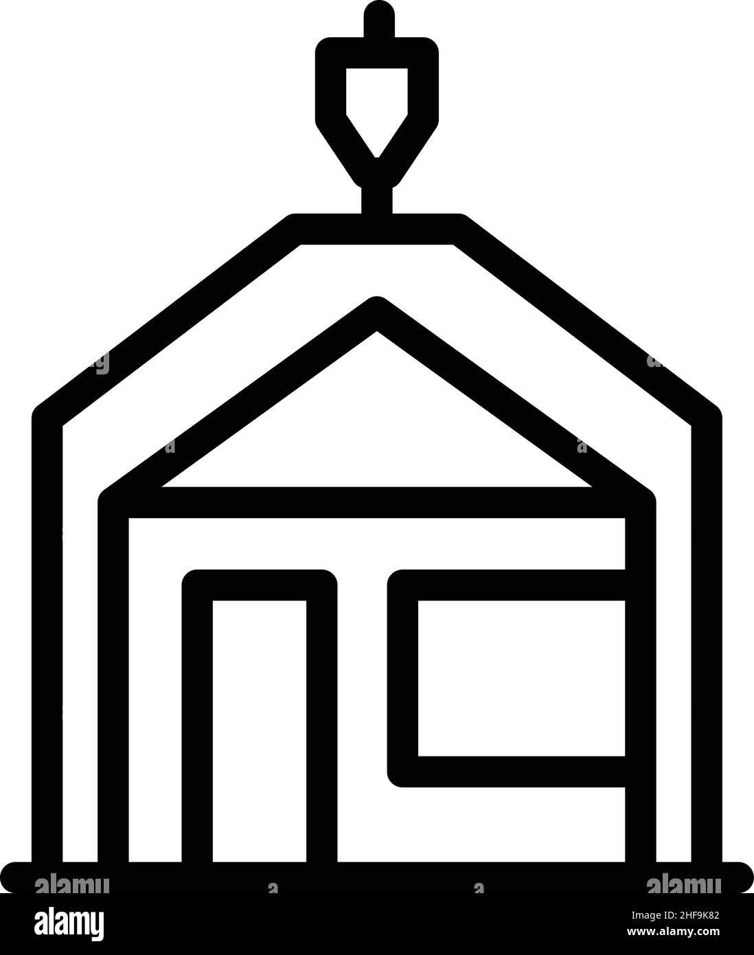 Trasferimento casa icona vettore contorno. Spostamento a casa. Società di carico Illustrazione Vettoriale