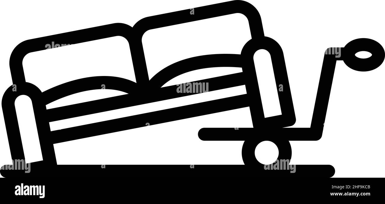 Vettore contorno icona spostamento divano. Trasloco casa. Consegna del carico Illustrazione Vettoriale