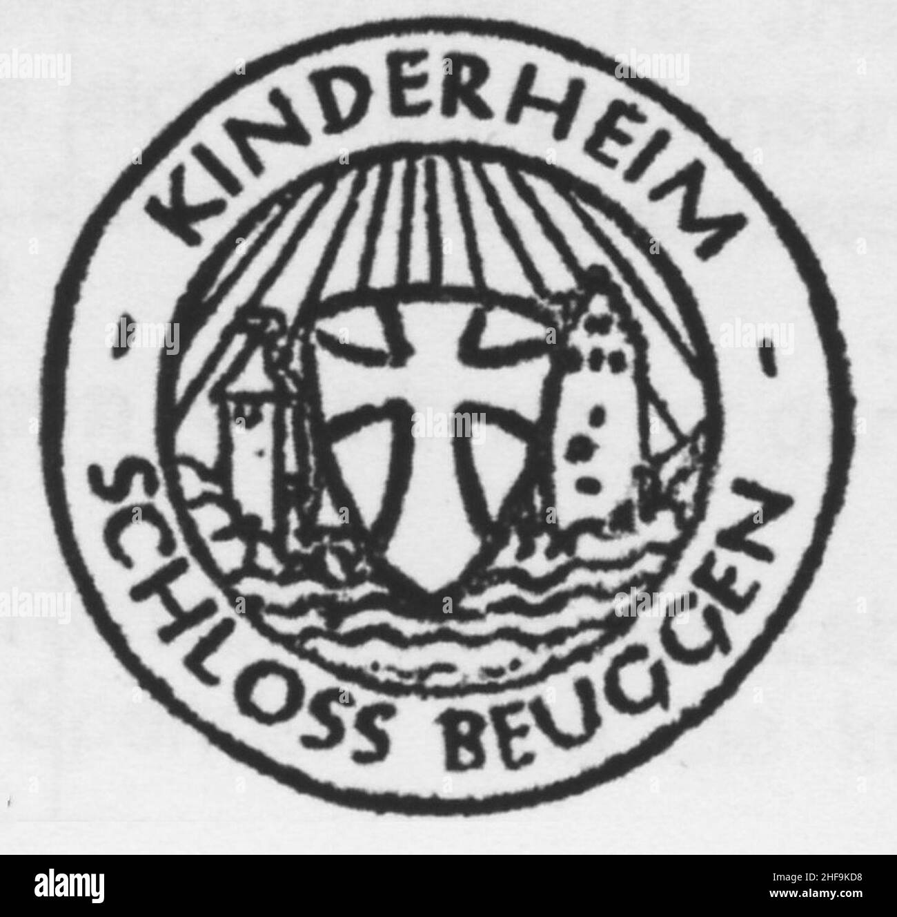 Schloss Beuggen Signet des Kinderheims. Foto Stock