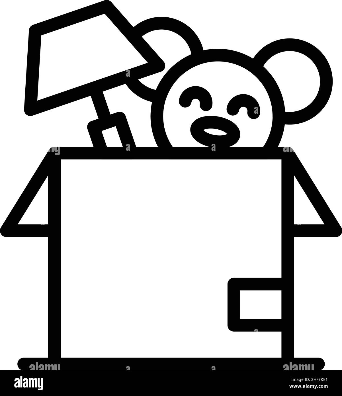 Casella intera icona giocattolo vettore contorno. Trasloco casa. Sposta servizio Illustrazione Vettoriale