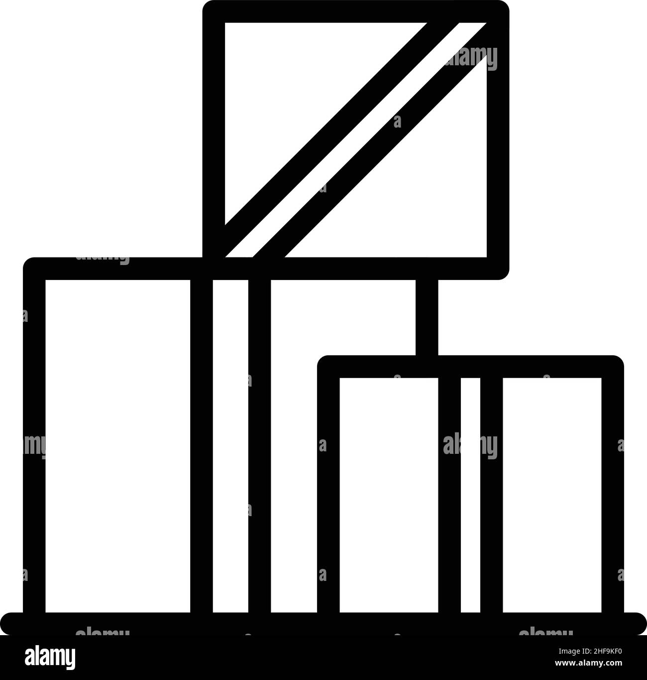Vettore di contorno dell'icona della scatola di consegna della casa. Sposta servizio. Azienda di mobili Illustrazione Vettoriale