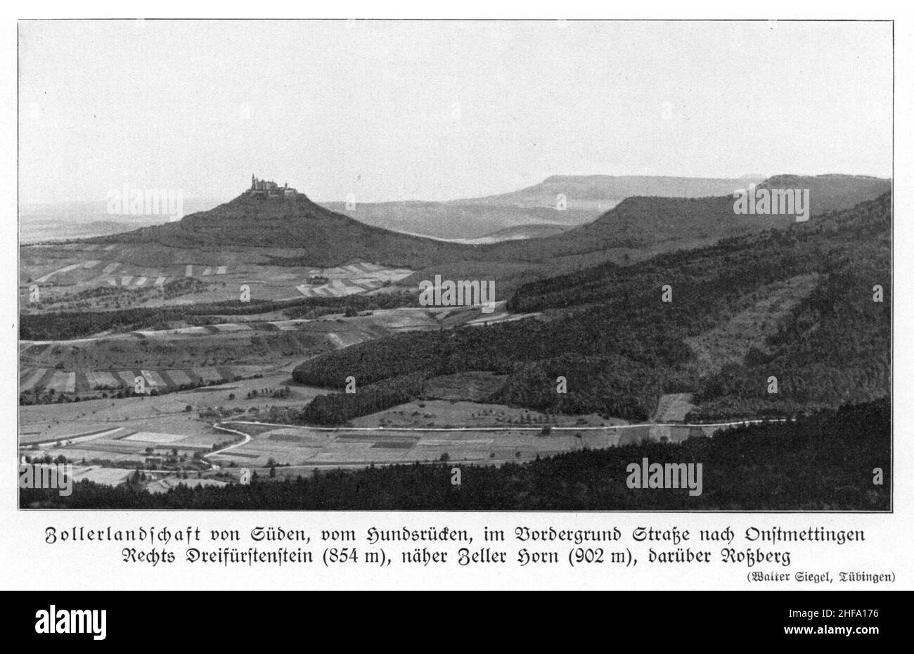 Schwabenalb S079A, Zollerlandschaft Hohenzollern Dreifürstenstein Zeller Horn Roßberg, Siegel. Foto Stock