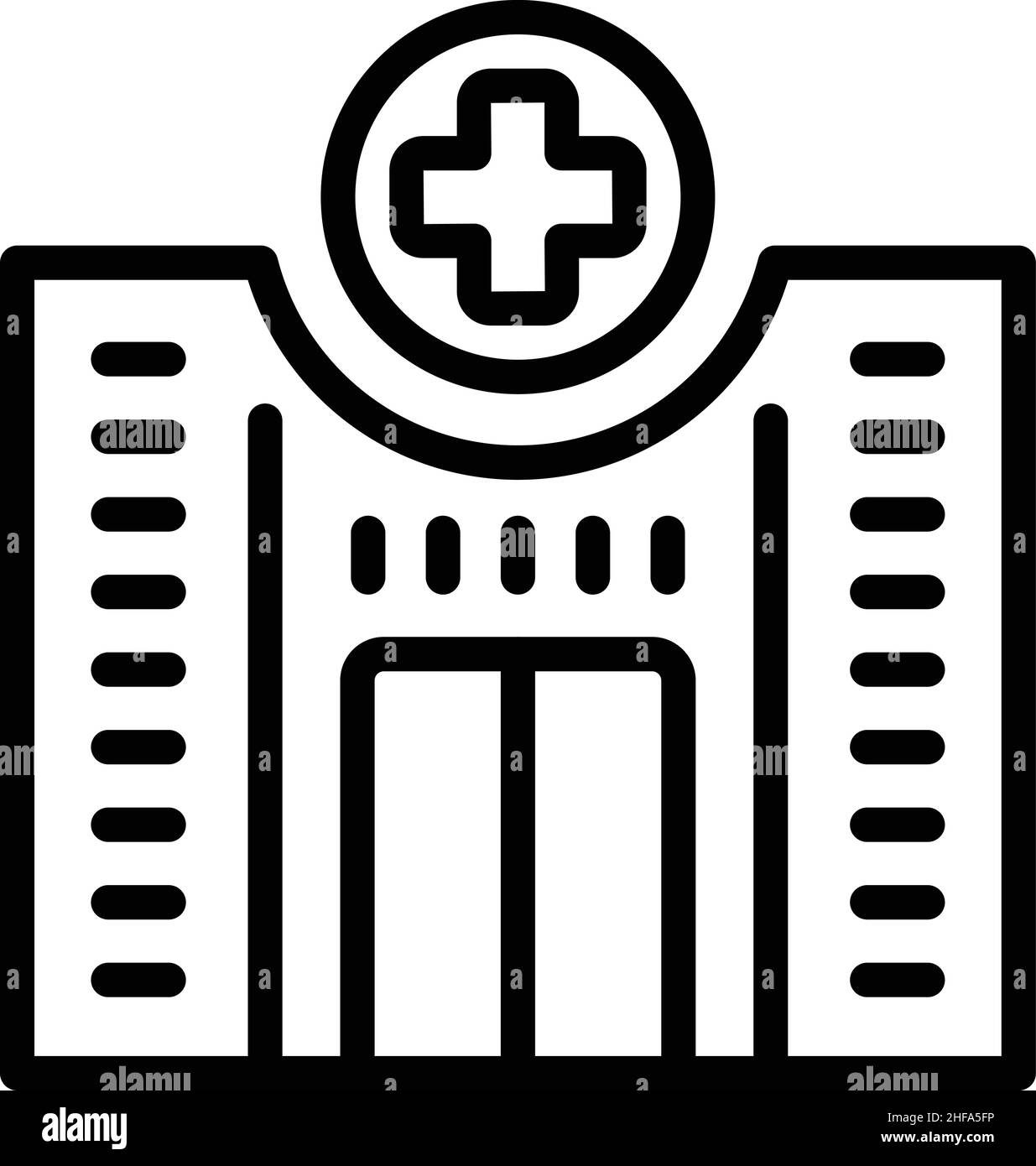 Vettore di contorno icona edificio ospedaliero. Medico di salute. Servizio di cura Illustrazione Vettoriale