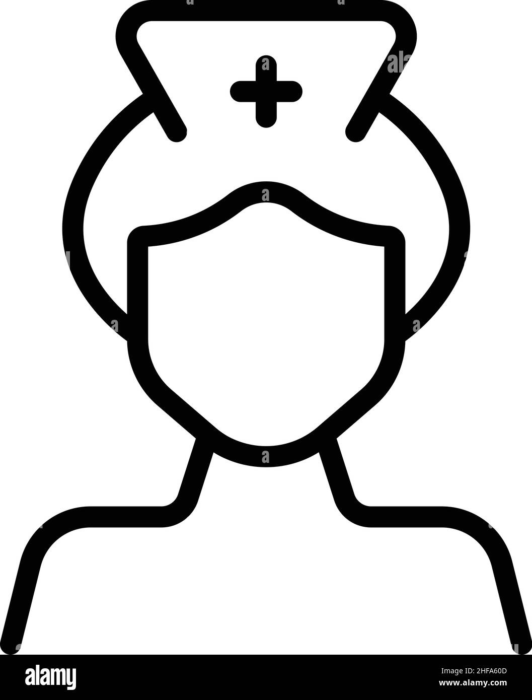 Icona infermiere medico contorno vettore. Medico. Servizio ospedaliero Illustrazione Vettoriale