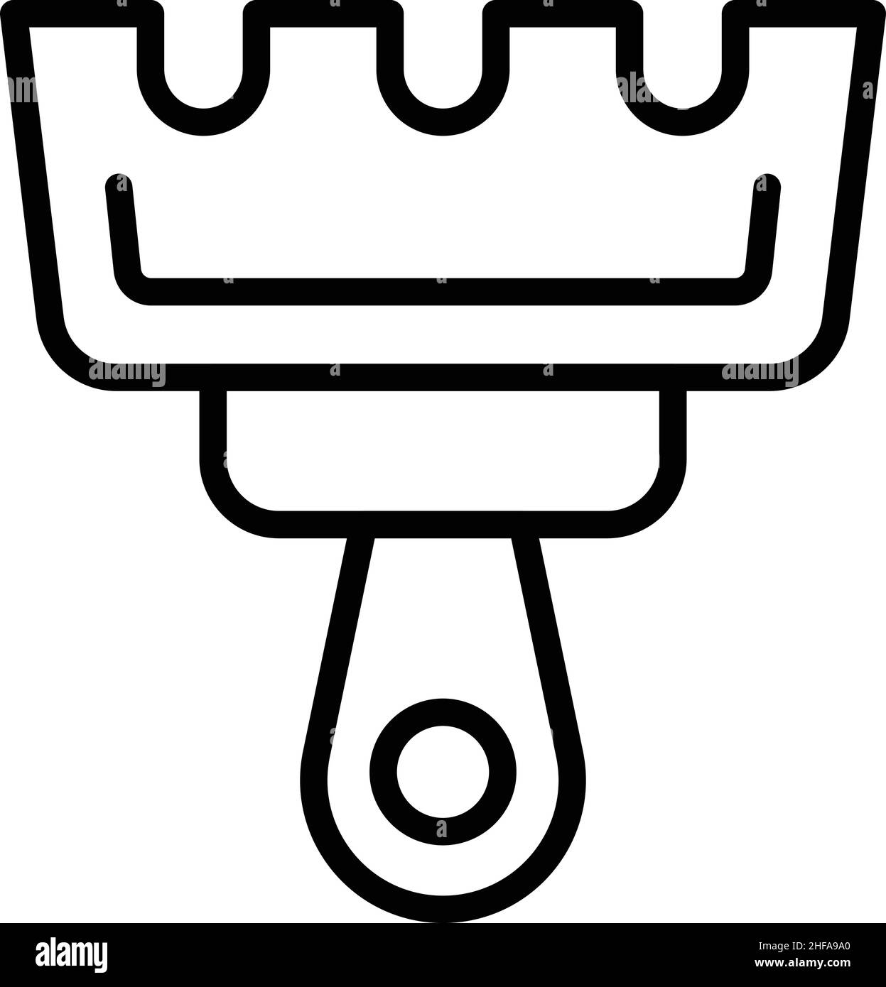 Vettore di contorno dell'icona del cazzuola. Mortaio di mattone. Costruzione di parete Illustrazione Vettoriale