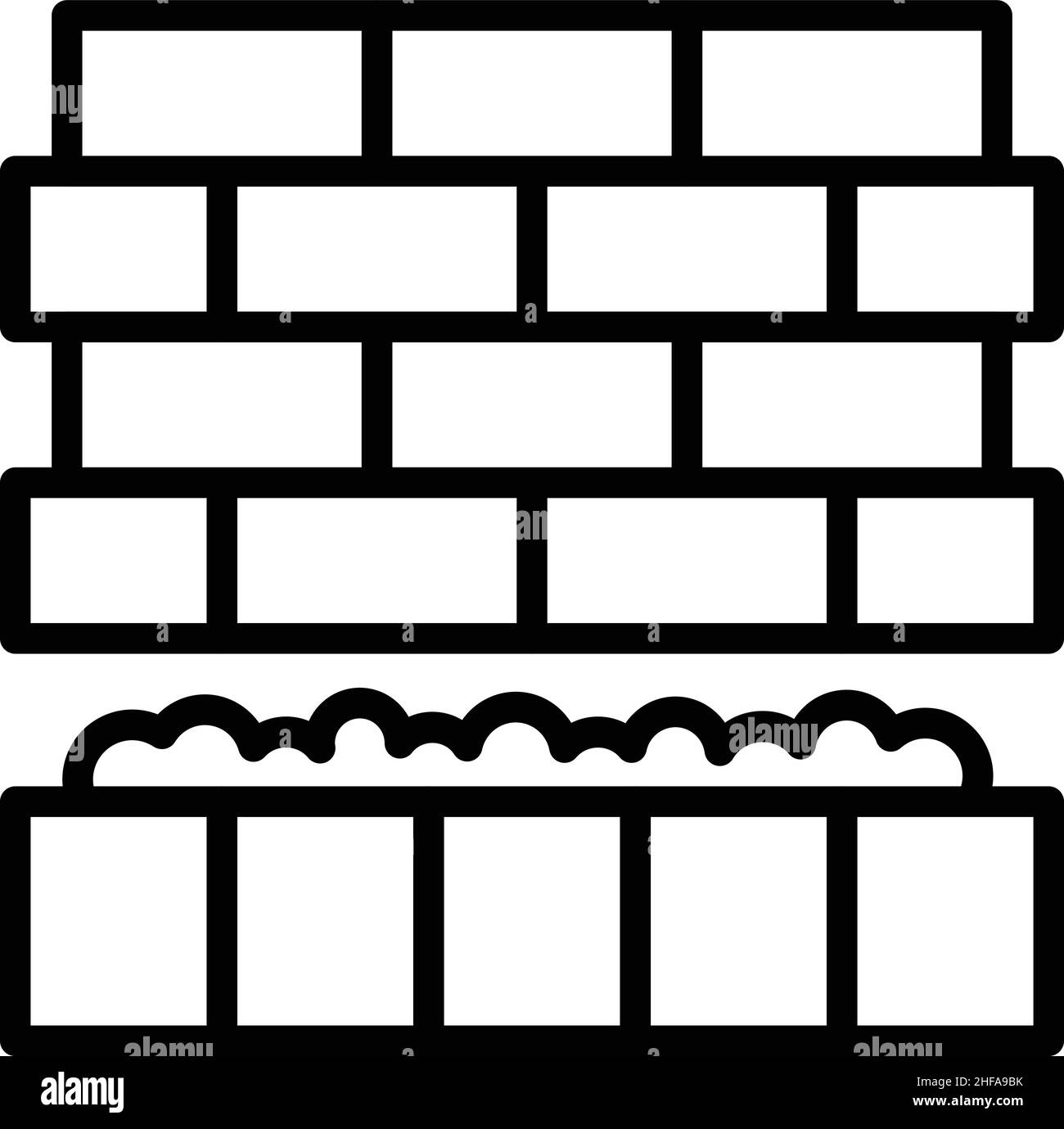 Muro di mattoni icona contorno vettore. Costruzione di mortaio. Costruisci lavoratore Illustrazione Vettoriale