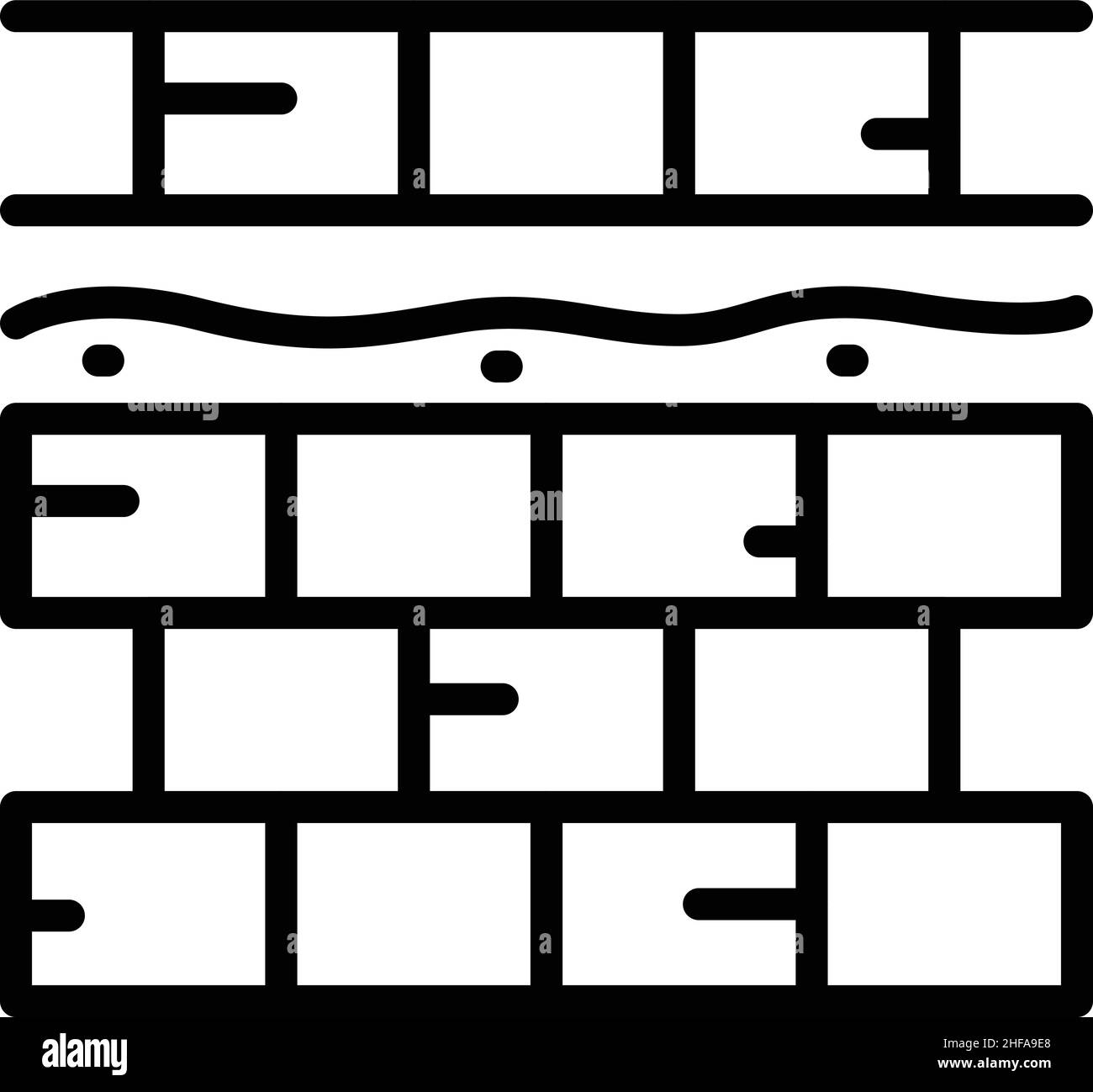 Mattone nuovo muro icona contorno vettore. Costruisci lavoratore. Costruzione di mortaio Illustrazione Vettoriale