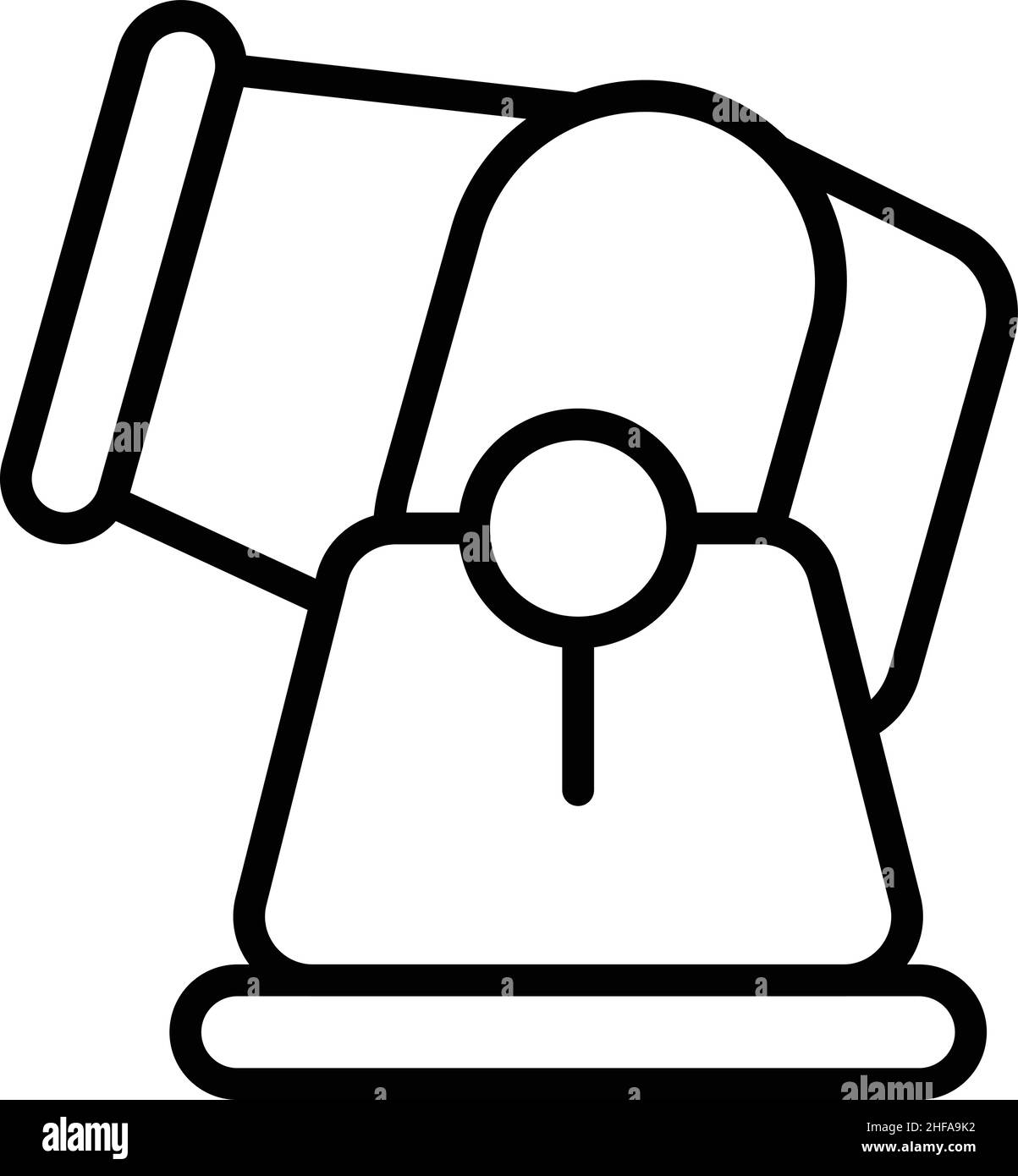 Icona del miscelatore mortar vettore di contorno. Progetto mason. Muro di mattoni Illustrazione Vettoriale