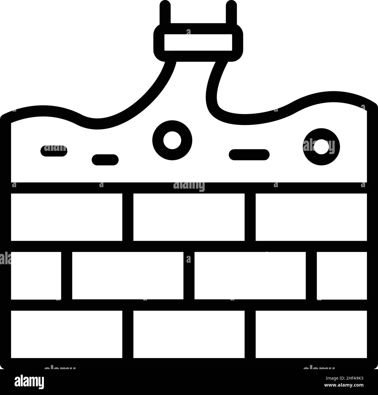 Muro cemento icona contorno vettore. Costruire il lavoro. Casa in pietra Illustrazione Vettoriale