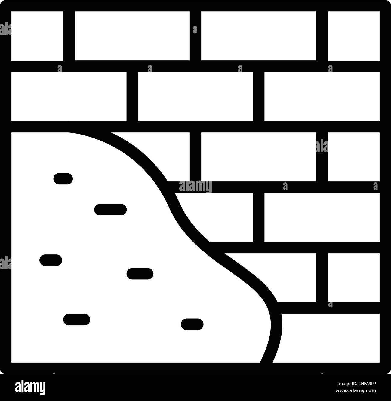 Nuovo vettore contorno icona muro mattone. Strato di Malta. Costruttore di costruzioni Illustrazione Vettoriale