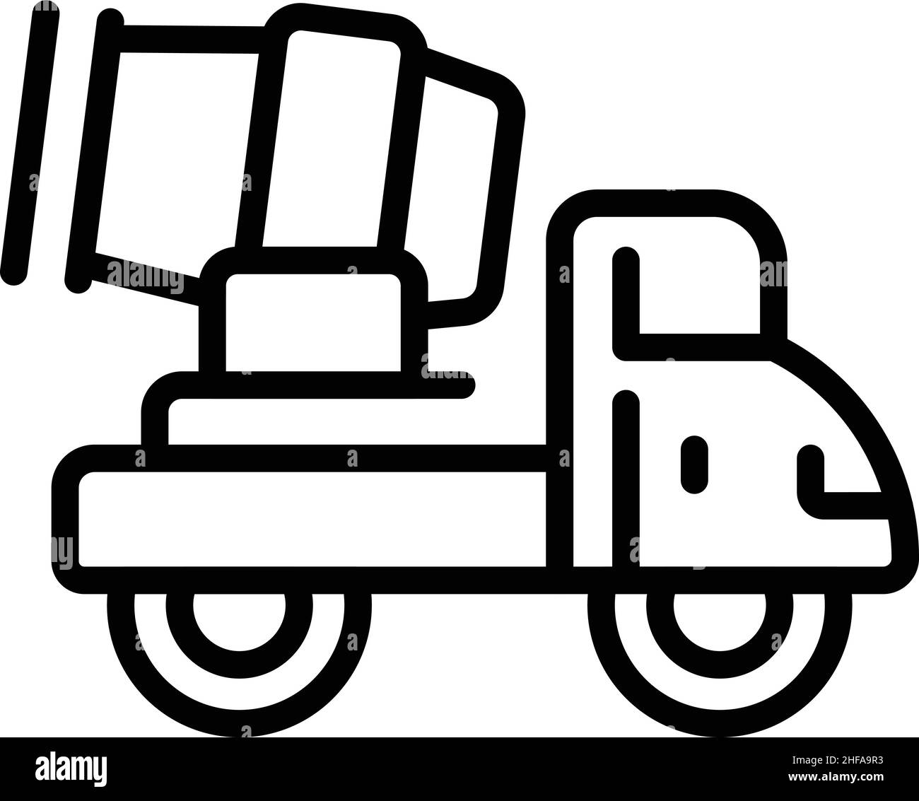 Vettore di contorno icona del dumper mortaio. Muro di mattoni. Pietra del sito Illustrazione Vettoriale