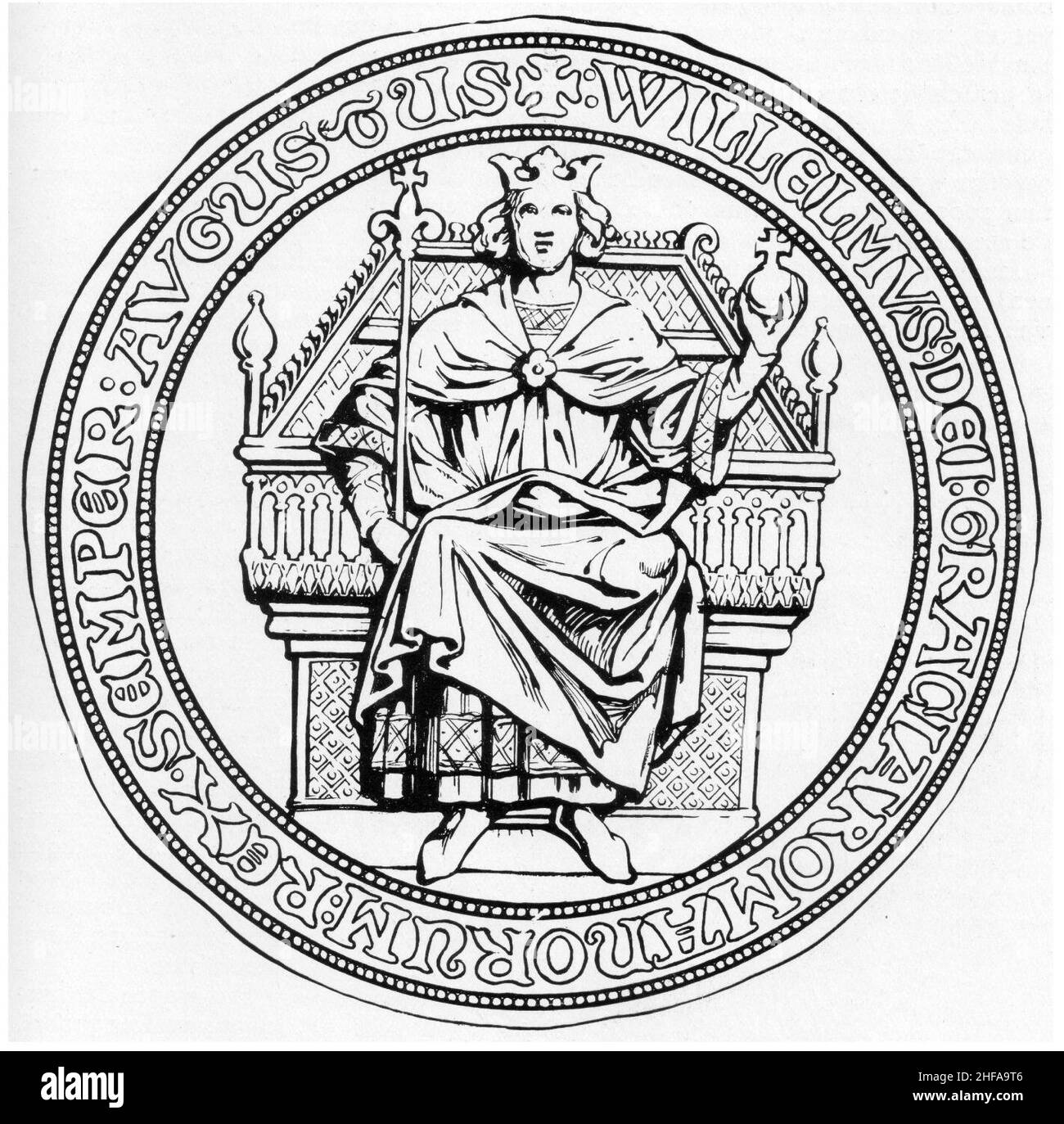 Sigillo di Guglielmo II d'Olanda, re del Sacro Romano Impero. Foto Stock