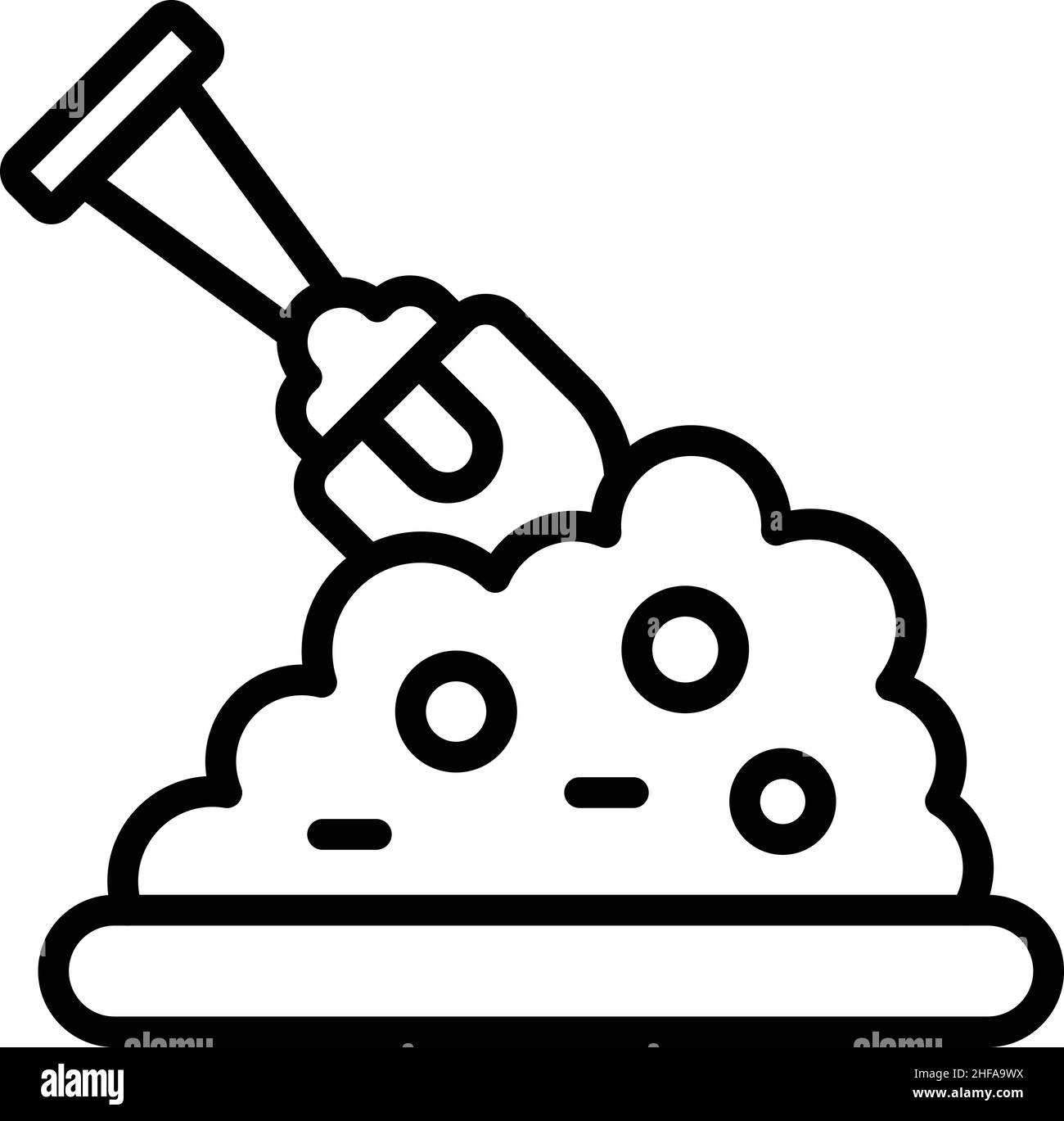 Shovel sabbia icona contorno vettore. Cemento di pietra. Mortaio di mattone Illustrazione Vettoriale