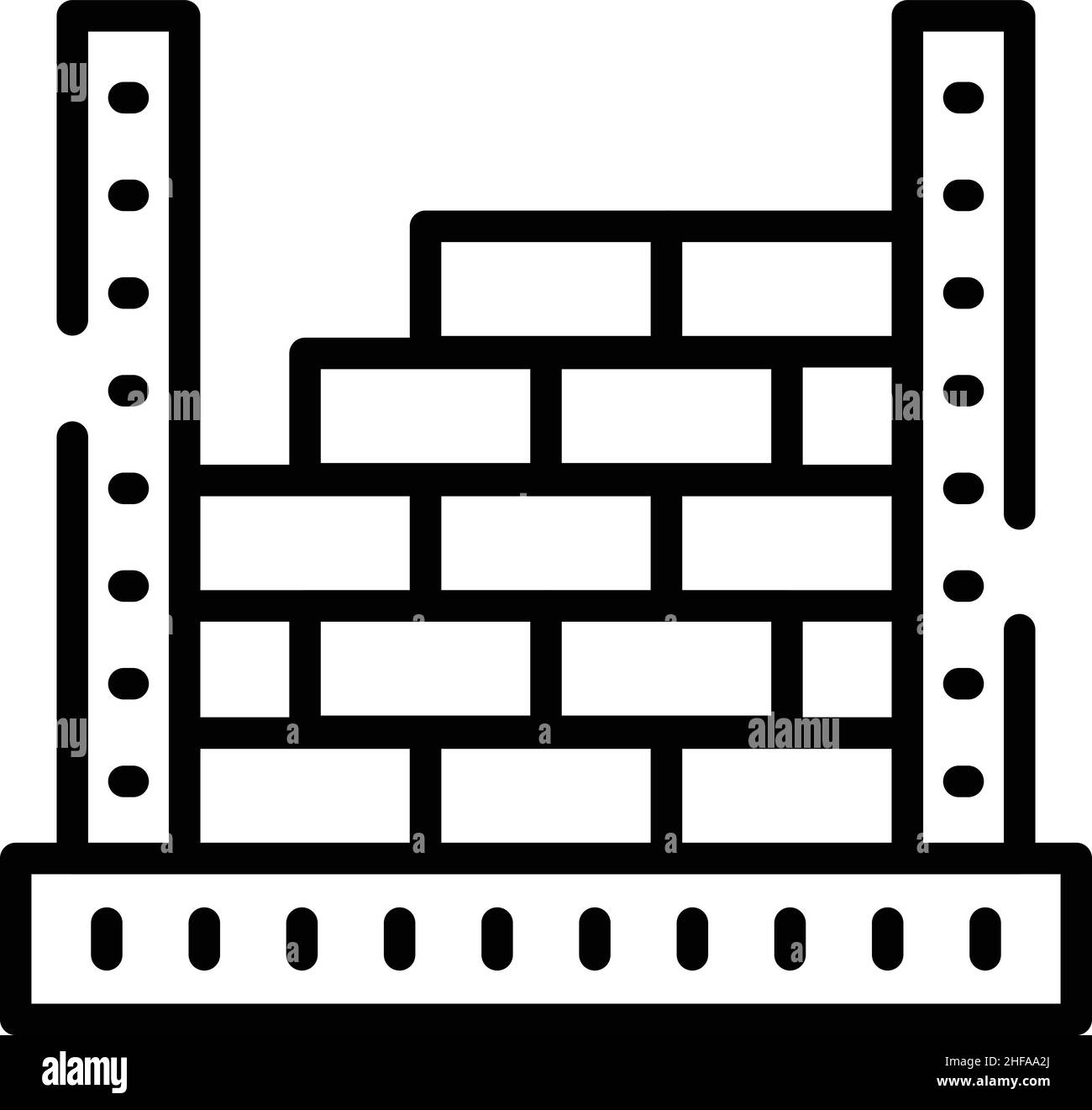 Costruzione muro mattone icona contorno vettore. Mortaio domestico. Costruttore di lavoratori Illustrazione Vettoriale