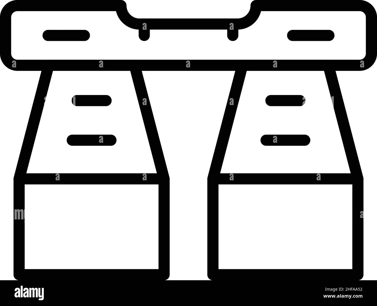 Nuovo vettore di contorno icona del mattone della parete. Costruzione di mortaio. Cemento di lavoro Illustrazione Vettoriale