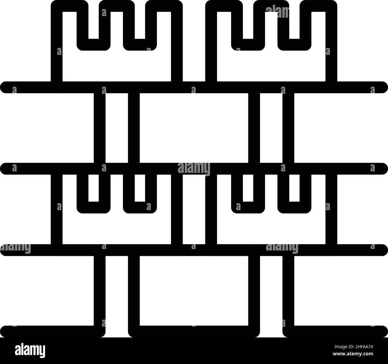 Cemento casa icona contorno vettore. Costruisci lavoratore. Muro di mattoni Illustrazione Vettoriale