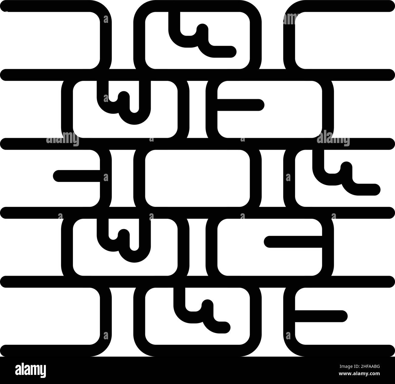 Muro di mattoni rotto icona contorno vettore. Lavoratore domestico. Costruzione di mortaio Illustrazione Vettoriale