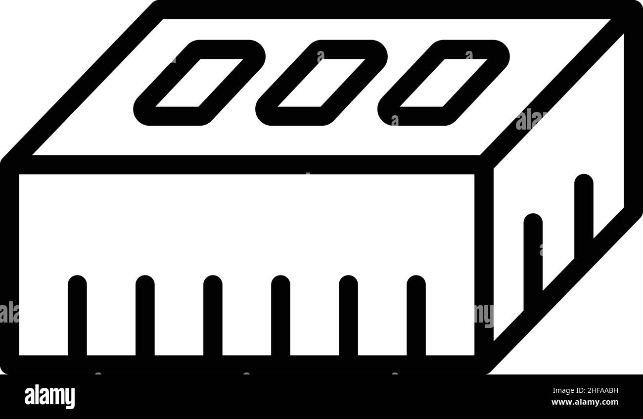 Brick trowel icona contorno vettore. Lavoratore a parete. Costruzione di mortaio Illustrazione Vettoriale