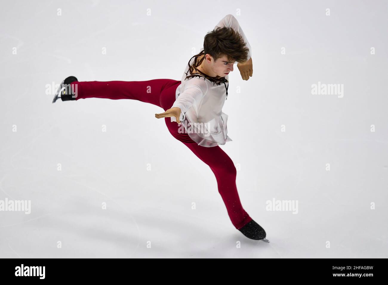 Tallinn, Estonia. 14th Jan 2022. Mark Kondratiuk della Russia si esibisce durante il programma gratuito maschile dei Campionati europei di pattinaggio a figure ISU a Tallinn, Estonia, 14 gennaio 2022. Credit: Sergei Stepanov/Xinhua/Alamy Live News Foto Stock Tallinn, Estonia. 14th Jan 2022. Mark Kondratiuk della Russia si esibisce durante il programma gratuito maschile dei Campionati europei di pattinaggio a figure ISU a Tallinn, Estonia, 14 gennaio 2022. Credit: Sergei Stepanov/Xinhua/Alamy Live News Foto Stock