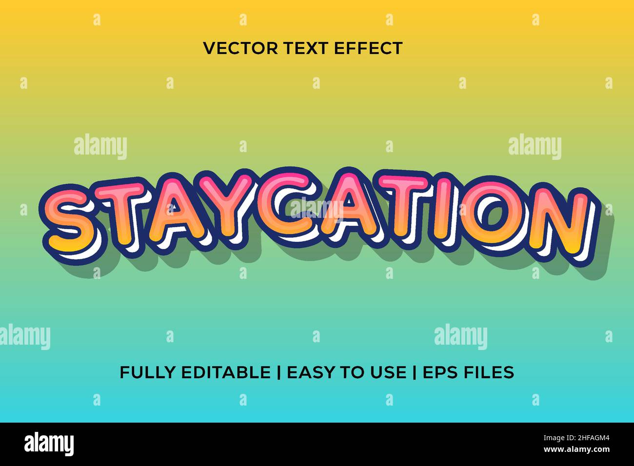 staycation effetto testo vettoriale modificabile. effetto testo completamente modificabile, facile da usare, file eps Illustrazione Vettoriale