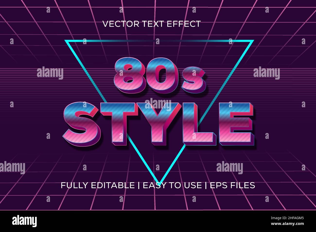 80s effetto testo vettoriale stile completamente modificabile. facile da usare Illustrazione Vettoriale