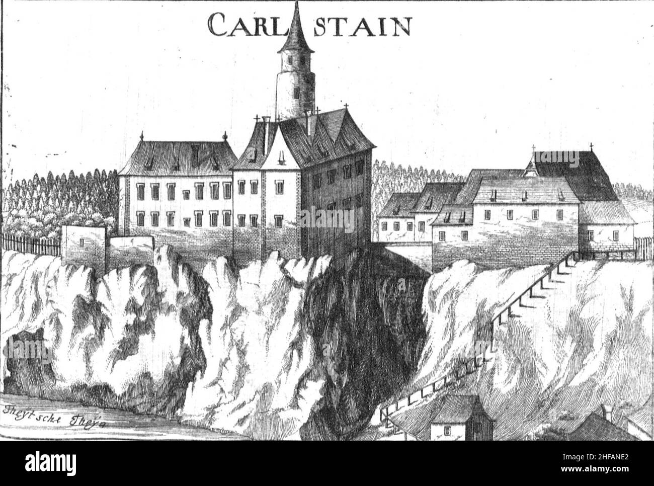 Schloss Karlstein Vischer. Foto Stock