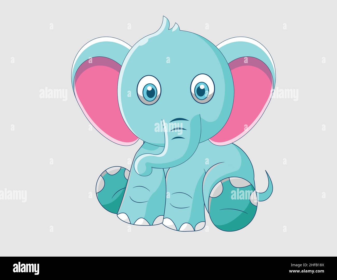 Carino piccolo ritratto elefante Vector , qualità Premium Illustrazione Vettoriale