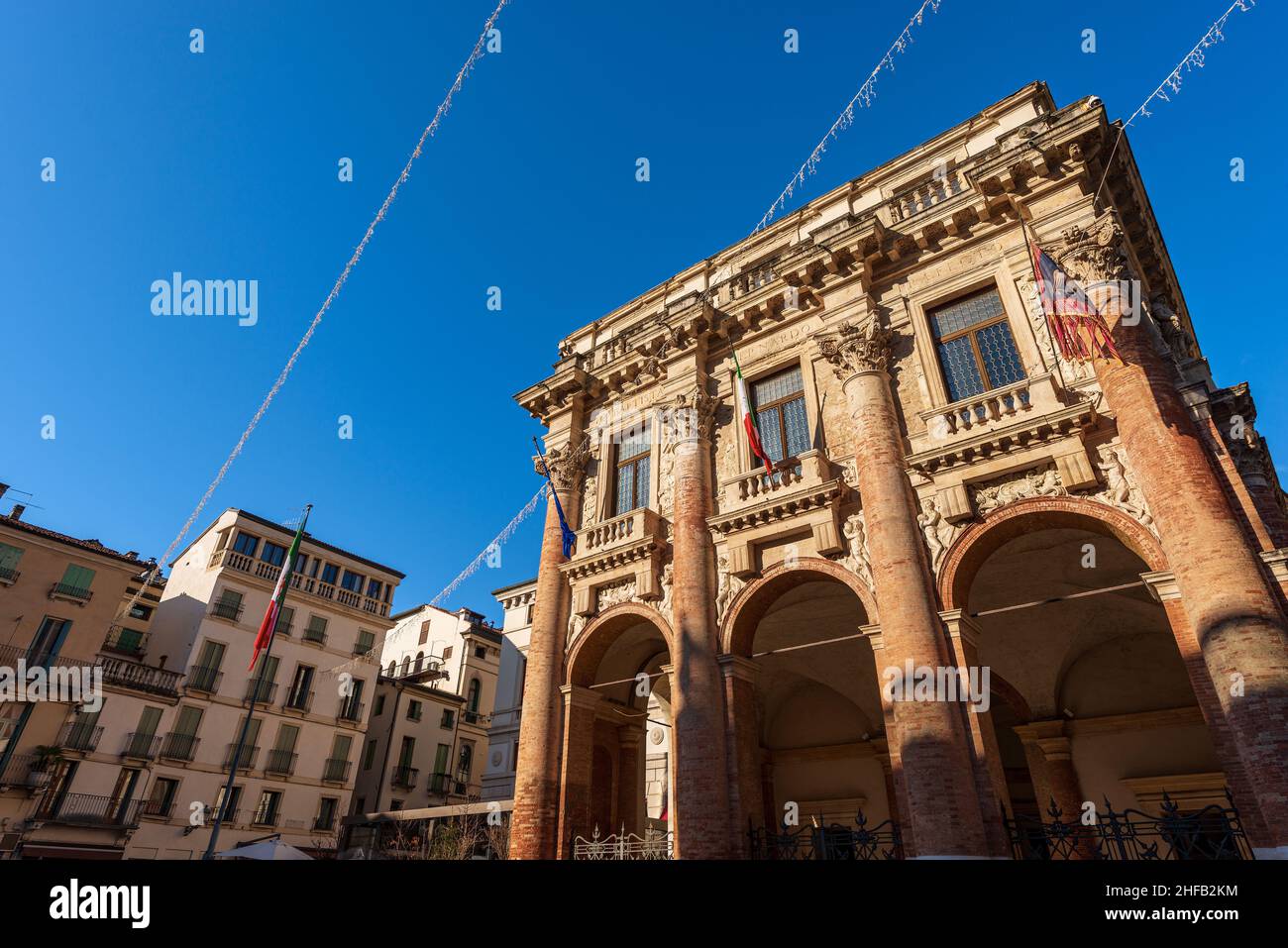 Antico palazzo vicentino chiamato Palazzo del Capitaniato, Loggia del Capitaniato o Loggia Bernarda, architetto Andrea Palladio, Veneto, Italia, Europa. Foto Stock