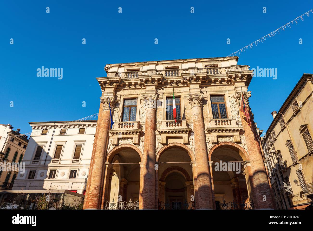 Antico palazzo vicentino chiamato Palazzo del Capitaniato, Loggia del Capitaniato o Loggia Bernarda, architetto Andrea Palladio, Veneto, Italia, Europa. Foto Stock