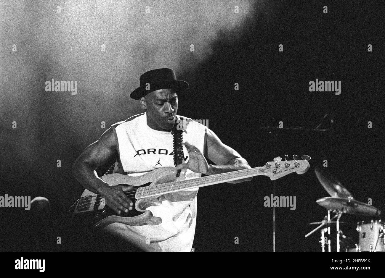 Marcus Miller in concerto al Vauvert Jazz Festival. Gard, Occitanie, Francia Foto Stock