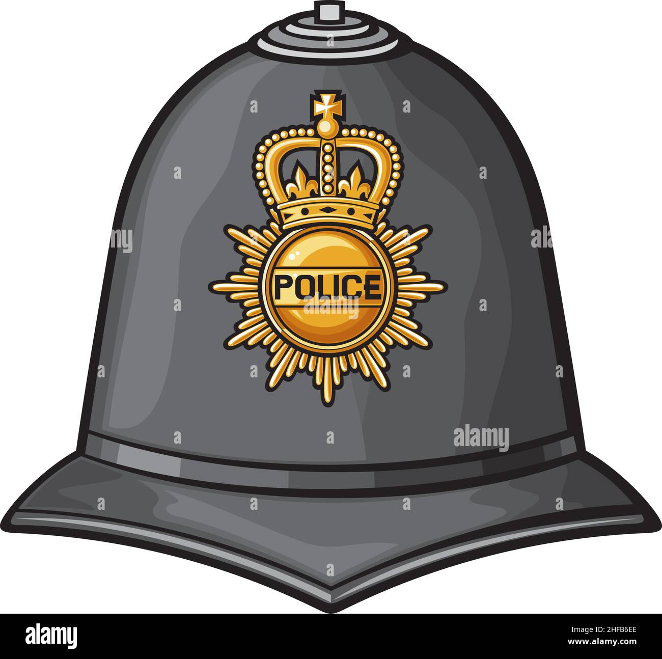 Casco di polizia britannico (berretto di bobby). Illustrazione vettoriale. Illustrazione Vettoriale